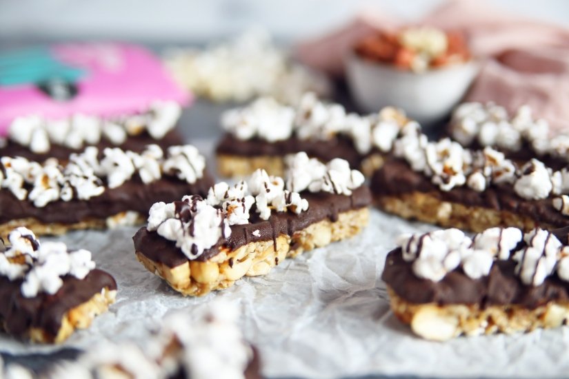 Sweet and Salty Popcorn Granola Bars