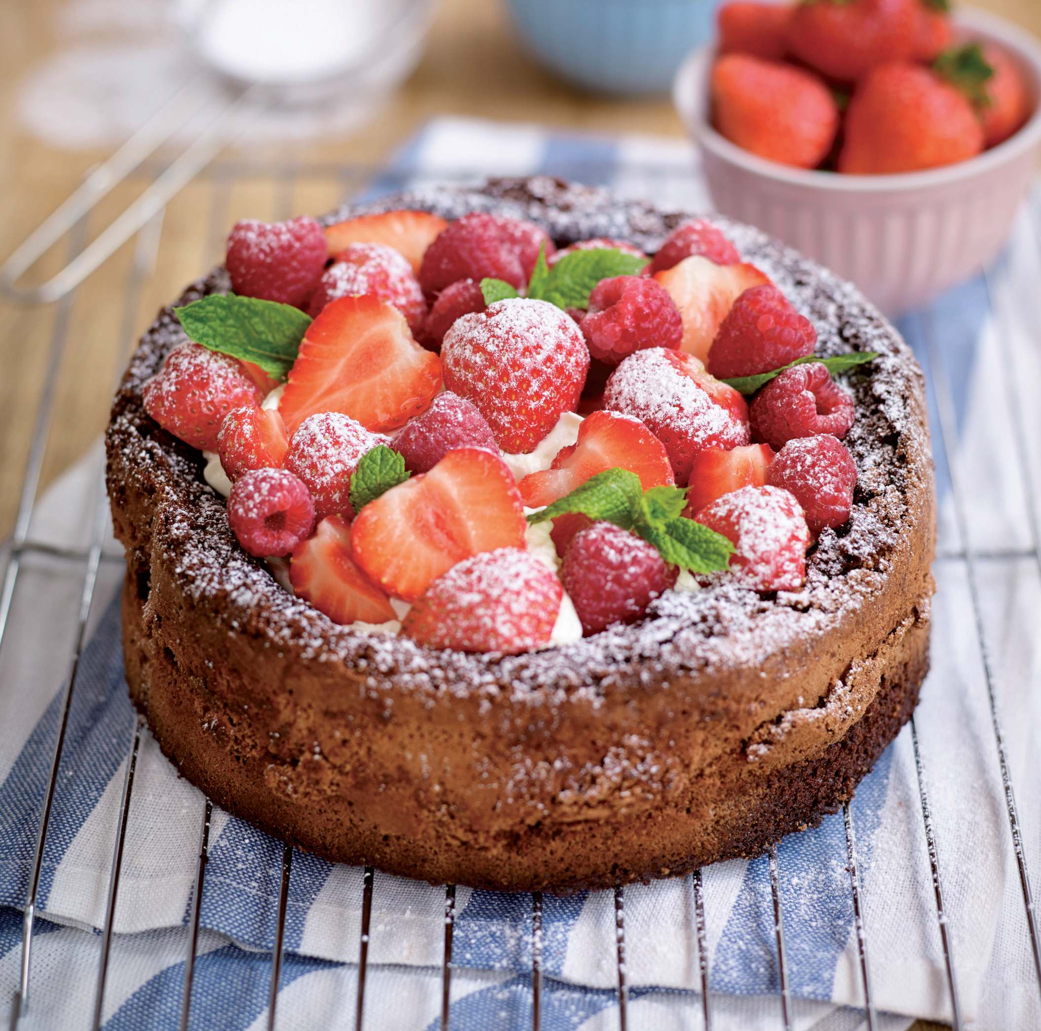 Gluten-Free Chocolate Cake with Strawberries and Raspberries Vegetarian  Recipe