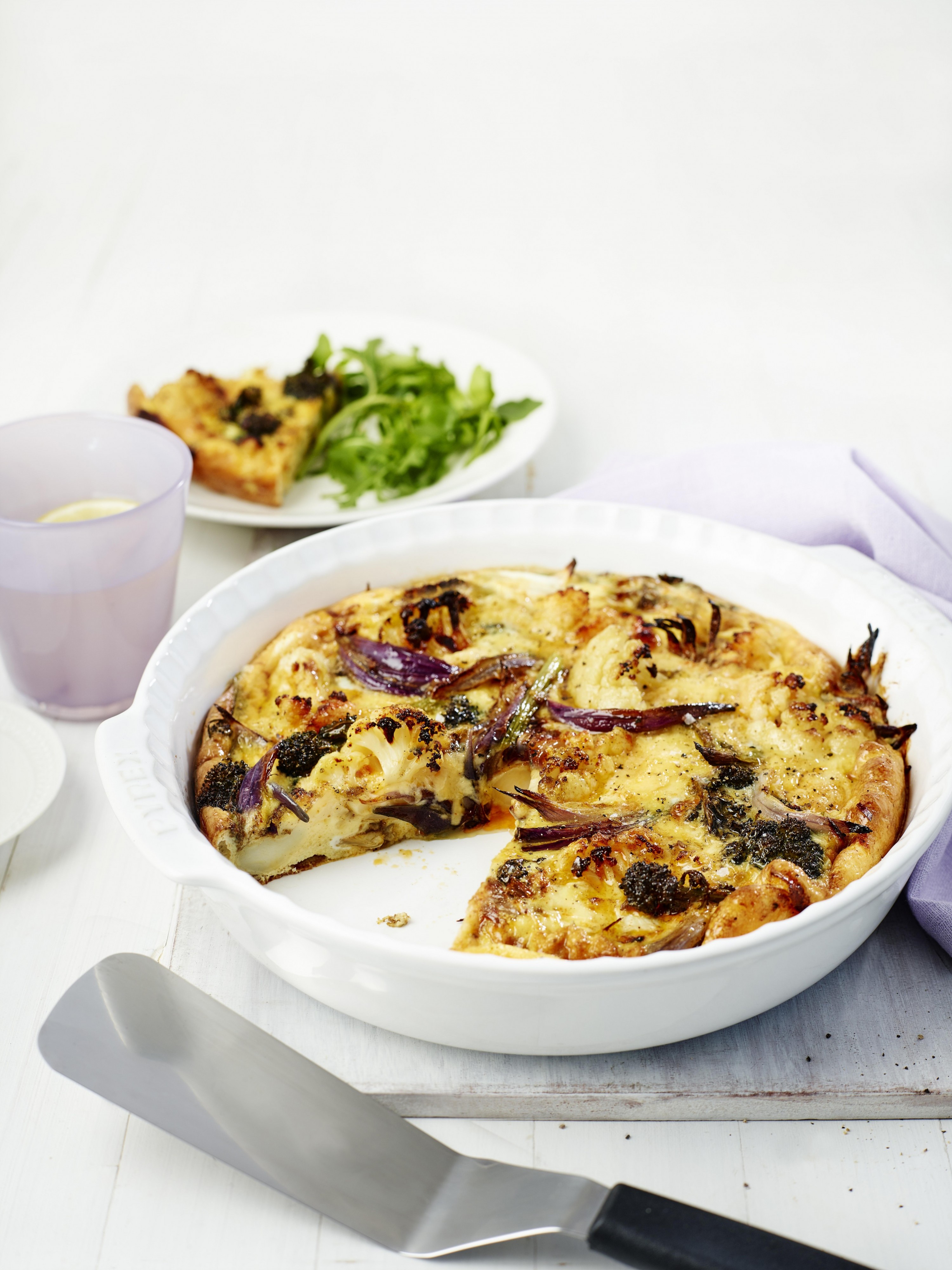 Roast Cauliflower & Purple Sprouting Broccoli Frittata Vegetarian Recipe