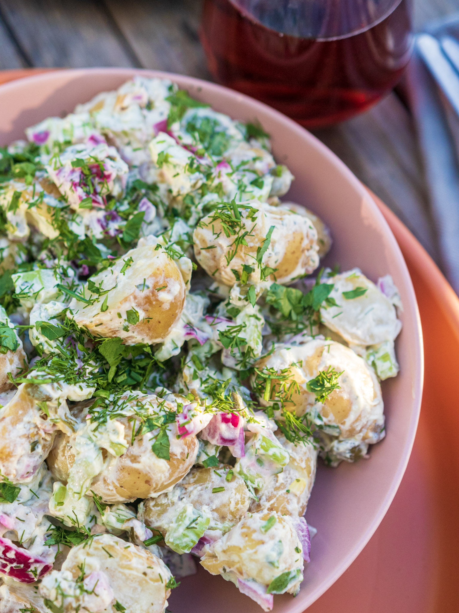Creamy Garlic Potato Salad Vegetarian Recipe